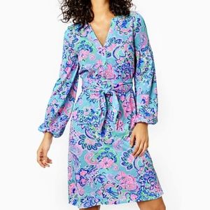 Lilly Pulitzer kierna dress blue horizon jungle sunrise